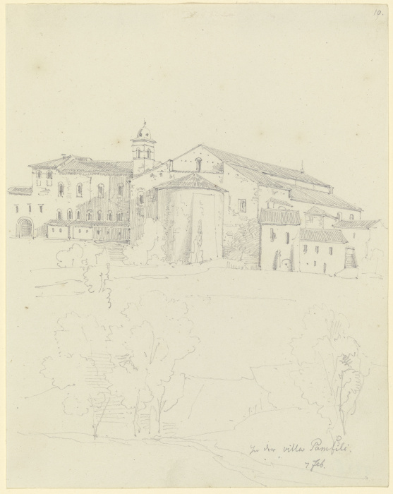 S. Pancrazio, von der Villa Pamphili aus gesehen von Friedrich Maximilian Hessemer