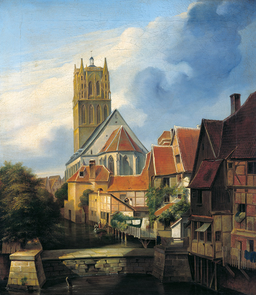 Ansicht der Überwasserkirche zu Münster von Südosten von Friedrich Wilhelm Harsewinkel