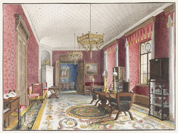 Das Rote Zimmer, Schloss Fischbach von Friedrich Wilhelm Klose