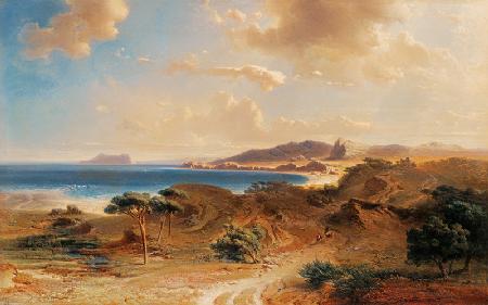 Strand von Estepona mit Ansicht von Gibraltar 1855