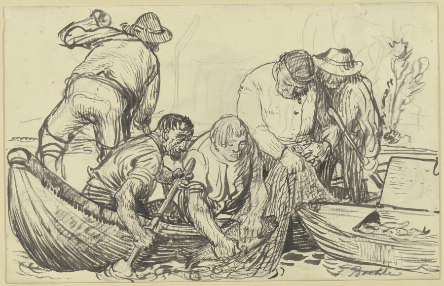 Fischer bei der Arbeit von Fritz Boehle