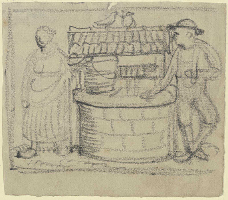Knecht und Magd am Brunnen von Fritz Boehle