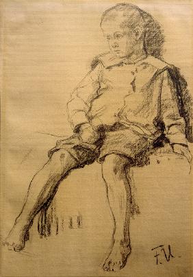 Sitzender Junge mit nackten Beinen 1905