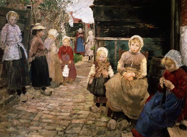 Fischerkinder in Sandvoort. (Vorstudie zum Bild: Der Leierkastenmann) 1882