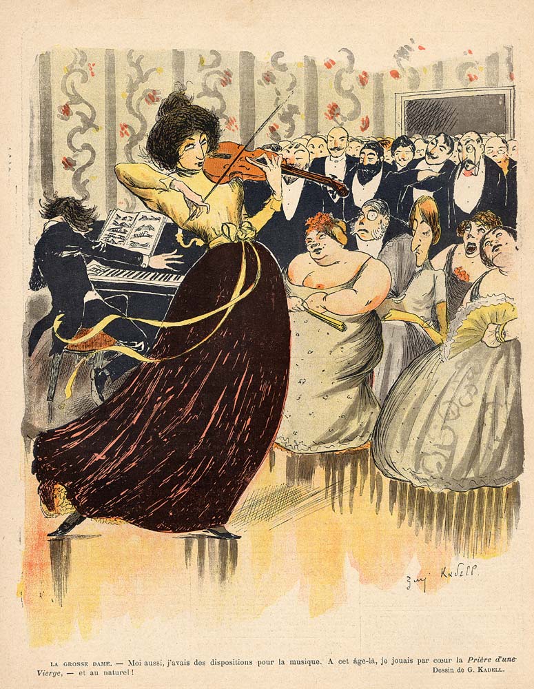 Satire of a salon musical evening from the back cover of ''Le Rire'', 17th December 1898 von G. Kadell