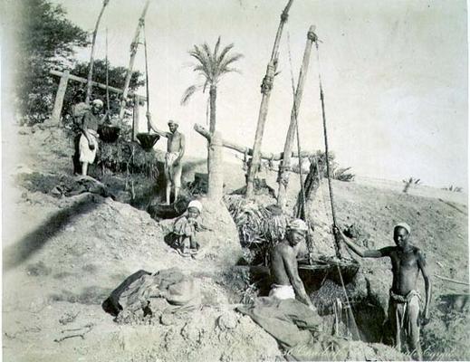 Shadufs in Upper Egypt (sepia photo) von G. Lekegian