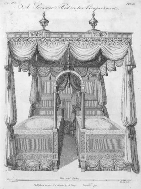 Summer bed in two compartments: plate 41, from 'The Cabinet Maker and Upholsterer's Drawing Book', b von G.  Terry