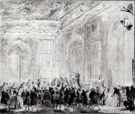Scene with a Sale of Paintings von Gabriel de Saint-Aubin