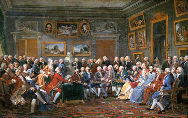 Lesung einer Tragödie von Voltaire im Salon der Mme Geoffrin 1814