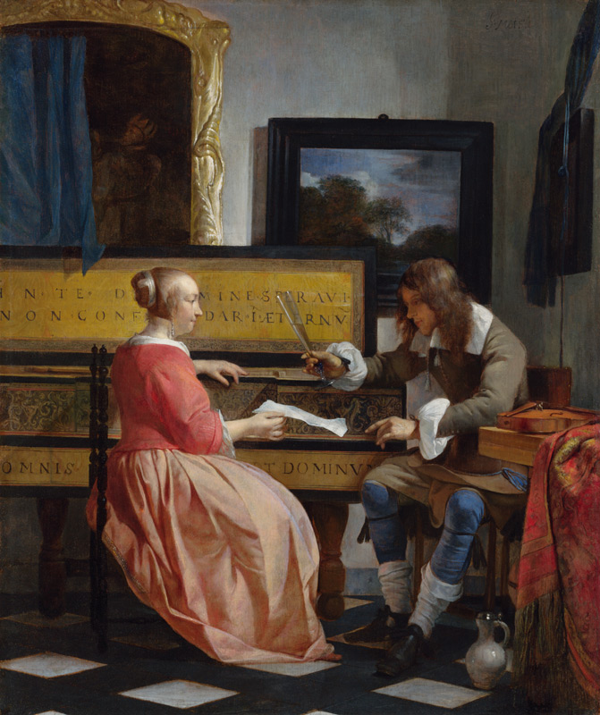 A Man and a Woman Seated by a Virginal von Gabriel Metsu