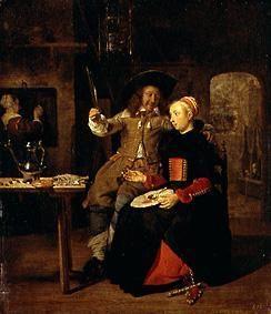 Selbstbildnis mit seiner Frau Isabella de Wolff im Wirtshaus. 1661