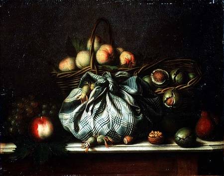 Baskets of Fruit, Walnuts and Nuts in a Knapsack von Gagneux