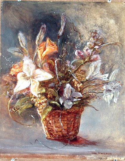 Basket of Flowers (oil on canvas)  von Gail  Schulman