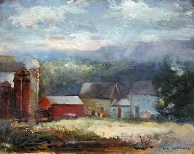 Farm Scene (oil on canvas) 