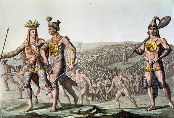 The Chiefs of Florida on their Way to War, c.1820 (coloured engraving) von Gallo Gallina