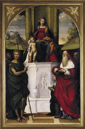 Thronende Maria mit Kind, Heiligen und der Stifterin Ludovica Trotti 1523