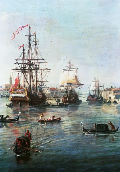 Die Hafeneinfahrt von Venedig. von Gaspar Adriaens van Wittel