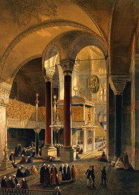 Haghia Sophia, plate 8: the Imperial Gallery and box, engraved by Louis Haghe (1806-85) published 18 von Gaspard Fossati