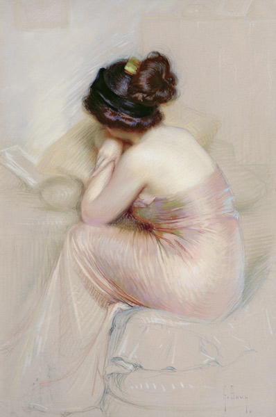 Study of Young Woman in a Satin Evening Dress von Gaston Bouy