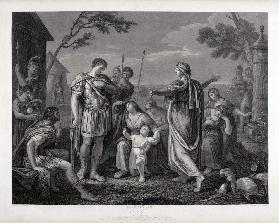 Coriolanus Akt V Szene III - Coriolanus, Aufidius, Volumnia, junger Marcus, Valeria und Begleiter 1803