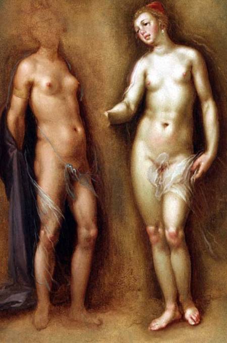 Study of two female nudes von (gen. van Haarlem) Cornelisz Cornelis