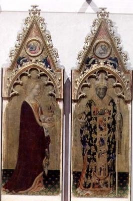 Two saints from the Quaratesi Polyptych: St. Mary Magdalen and St. Nicholas 1425 (tempera on panel) von Gentile da Fabriano