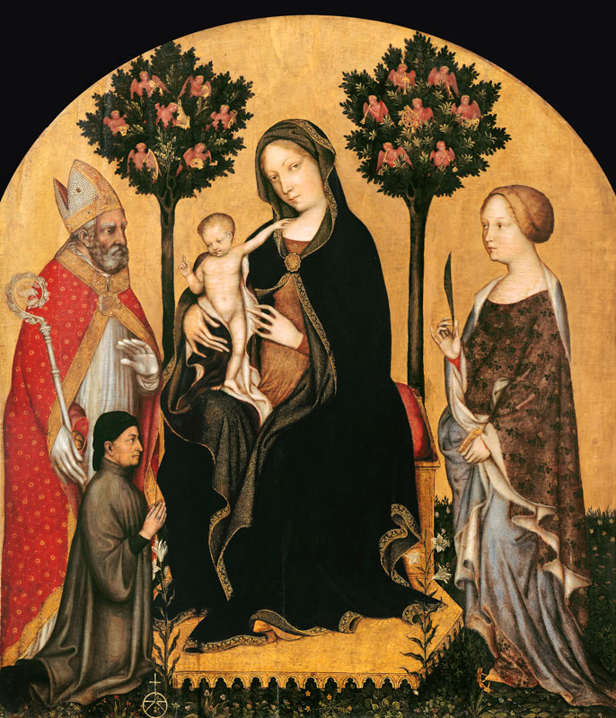 Thronende Maria mit dem Kinde, Heiligen und Stifter von Gentile da Fabriano