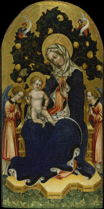 Thronende Madonna mit Kind, anbetenden Engeln und Propheten von Gentile da Fabriano