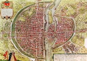 Map of Paris from 'Civitates orbis terrarrum' by Georg Braun (1541-1622) and Franz Hogenbergh (1540- 1805