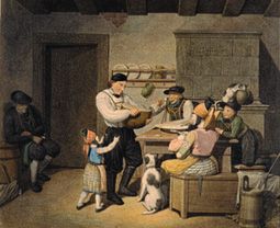 Bauernfamilie bei der Mahlzeit. von Georg Emanuel Opitz