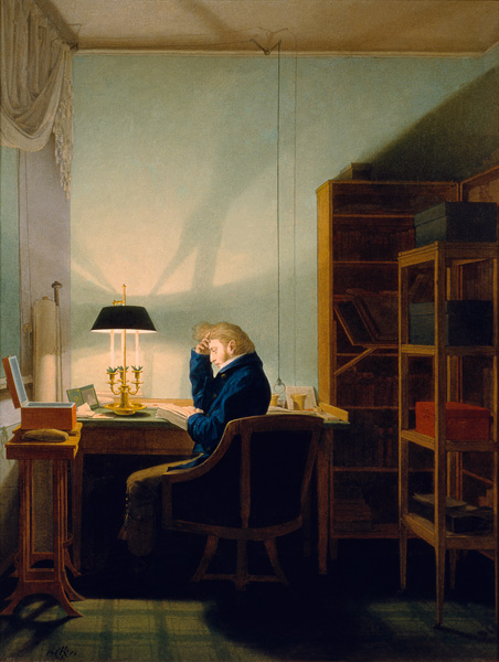 Lesender bei Lampenlicht von Georg Friedrich Kersting