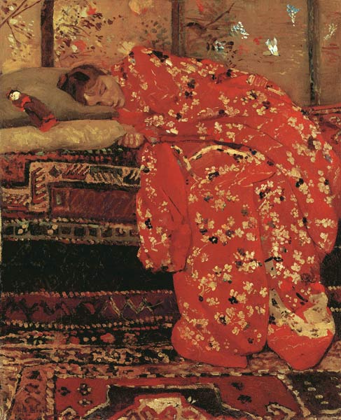 Girl In A Red Kimono Als Kunstdruck Oder Gemälde 