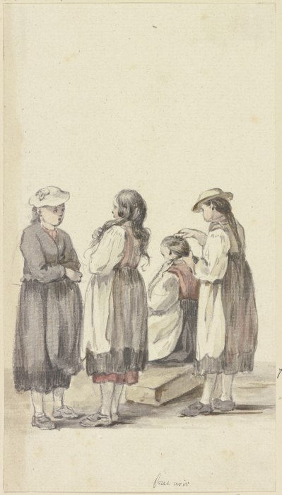 Vier Schwarzwälder Bauernmädchen von Georg Melchior Kraus