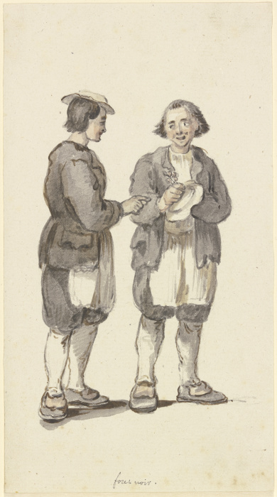 Zwei junge Schwarzwaldbauern, der linke im Profil, der rechte von vorne von Georg Melchior Kraus