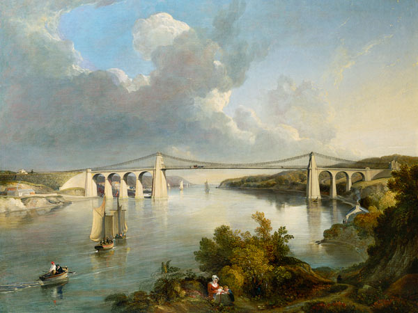 The Menai Bridge, North Wales von George Arnald