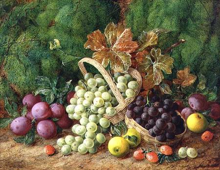 Still Life with Plums, Apples and Baskets of Grapes von George Clare