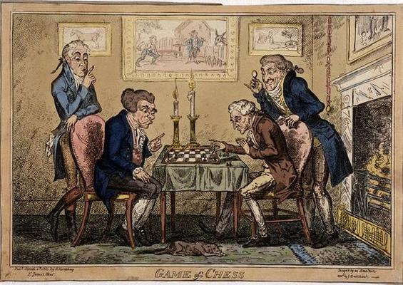Game of Chess, published by H. Humphrey, London (coloured etching) von George Cruikshank