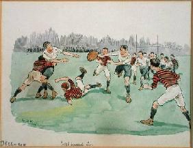 The Month of December: Rugby (pen & ink and w/c on paper)