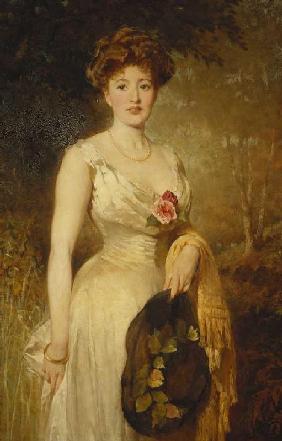 Porträt einer Dame in weißem Kleid 1909