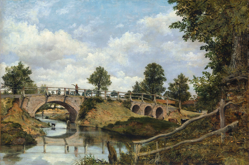 Eine alte Brücke bei Hendon, Middlesex. Um 1828 von George Frederick Watts