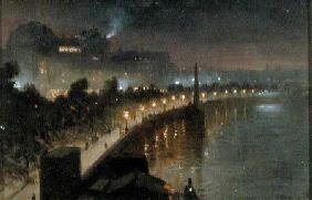The Embankment and Cleopatra's Needle at Night, London c.1910