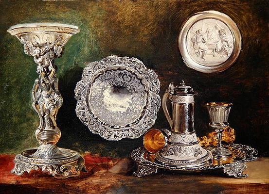A Still Life of Silver, c.1833 (oil on canvas) von George Lance