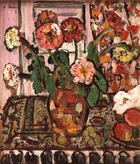 A Still Life of Fruit and Flowers (panel)