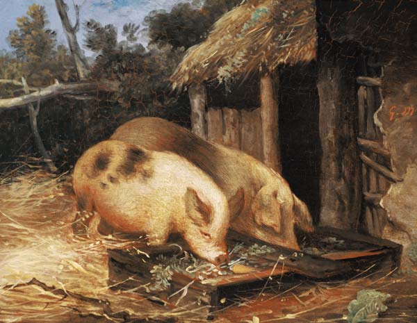 Pigs at a Trough von George Morland