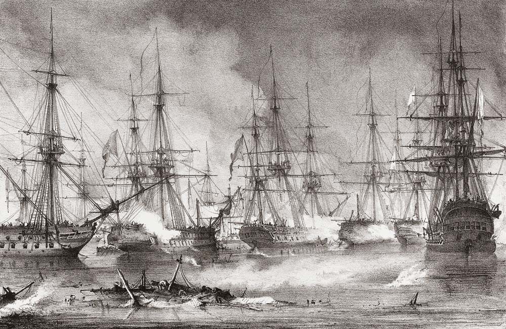 Die Seeschlacht von Navarino am 20. Oktober 1827 von George Philip Reinagle
