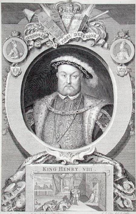 Henry VIII (1491-1547), after a painting in the Royal Gallery at Kensington von George Vertue