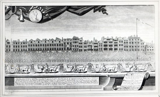 View of the Charity Children in the Strand, 7th July 1713, print made in 1715 von George Vertue