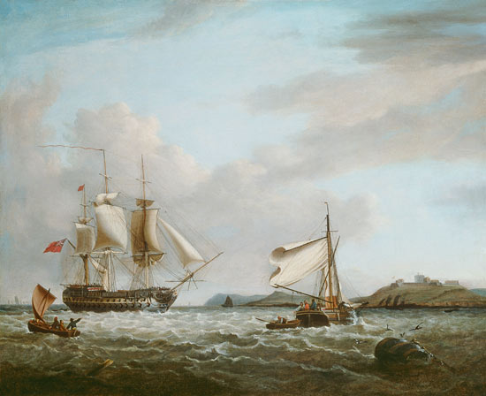 An English Man-of-War off Pendennnis Castle Falmouth 1801 von George Webster