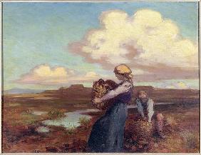 The Peat Gatherers (oil on canvas) 17th