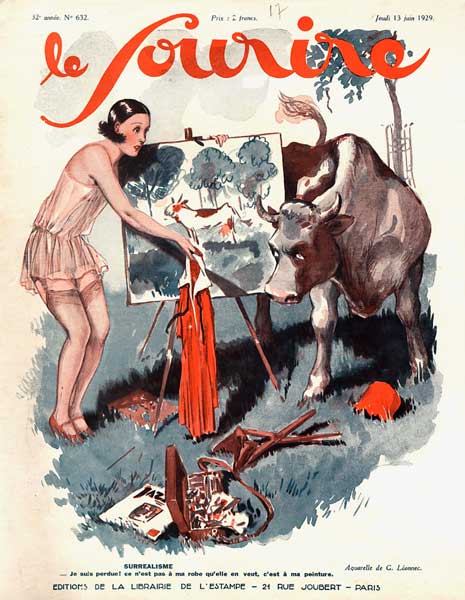 Front cover of ''Le Sourire'', 1929 (colour litho)  von Georges Leonnec